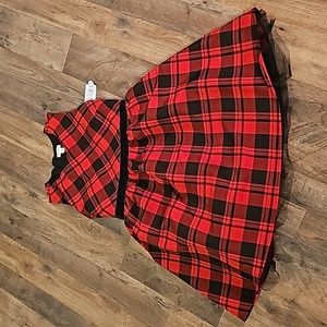 Sz 14 runs small more like 12 black Red plaid formal sleeveless dress BNWT